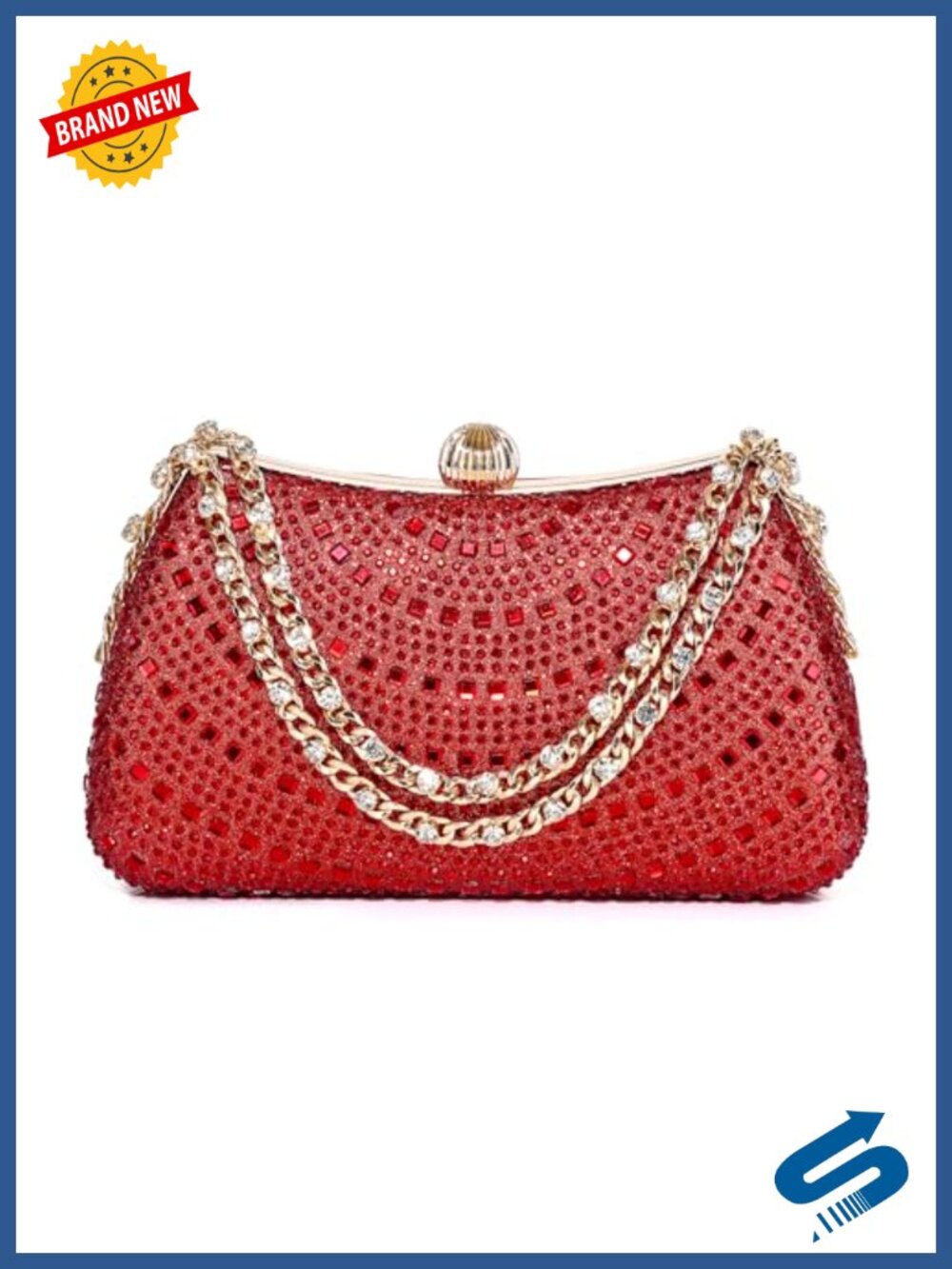 Rhinestone Clutch Evening Bag Satin Crystal Party Wedding Handbag
